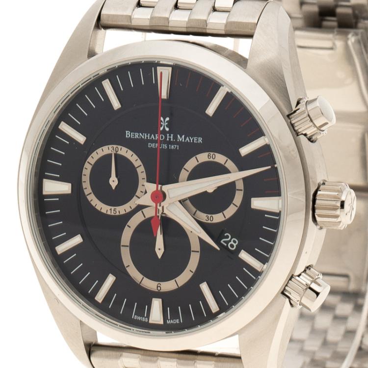 Pre Owned Bernhard H Mayer Blue Stainless Steel Ascent Chronograph Men's Wristwatch 44 mm