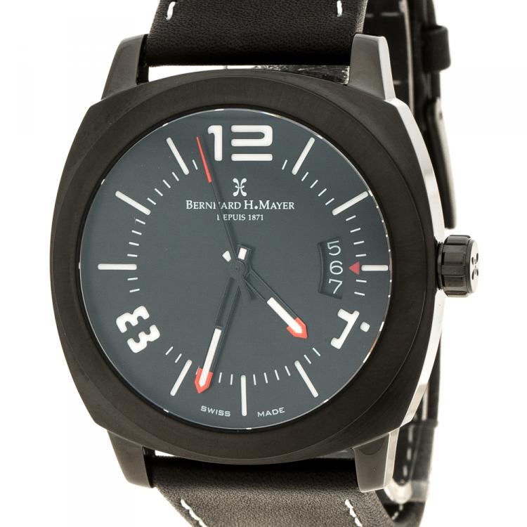 Pre Owned Bernhard H Mayer Black Stainless Steel IL Nero Men's Wristwatch 44 mm