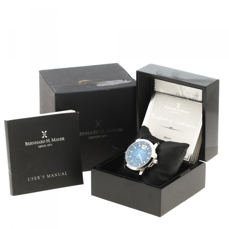 Pre Owned Bernhard H Mayer Blue Stainless Steel Drift Men's Wristwatch 44 mm
