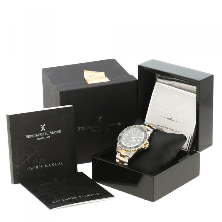 Pre Owned Bernhard H Mayer Black Stainless Steel Nauticus Royale II Men's Wristwatch 45 mm