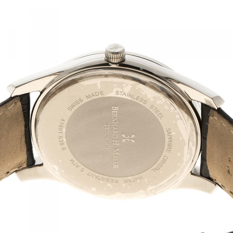 Pre Owned Bernhard H Mayer Black Stainless Steel Ouranos Noir Men's Wristwatch 39 mm