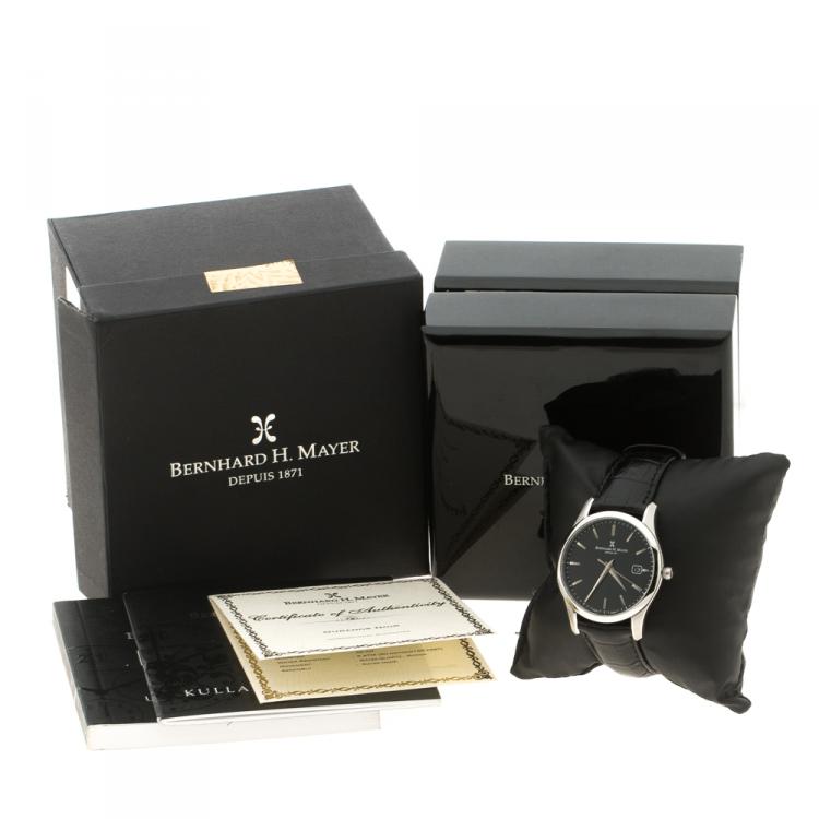 Pre Owned Bernhard H Mayer Black Stainless Steel Ouranos Noir Men's Wristwatch 39 mm