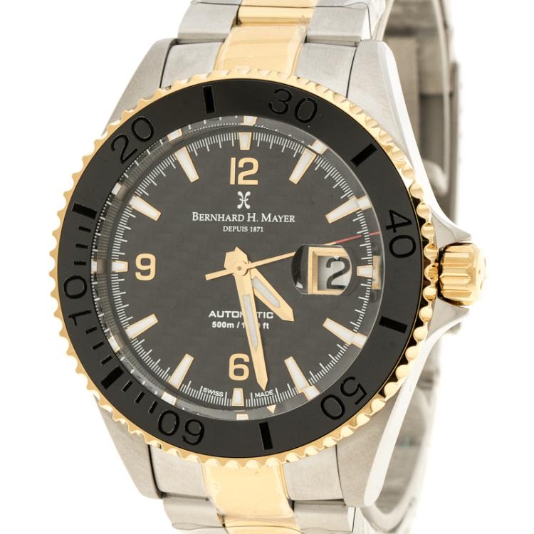 Pre Owned Bernhard H Mayer Black Stainless Steel Nauticus Royale II Men's Wristwatch 45 mm