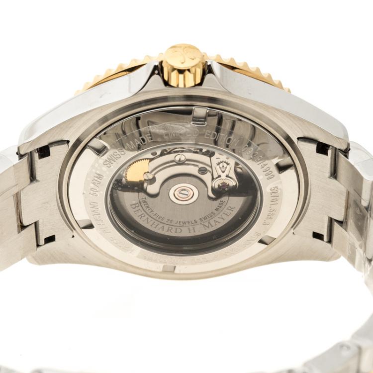 Pre Owned Bernhard H Mayer Black Stainless Steel Nauticus Royale II Men's Wristwatch 45 mm