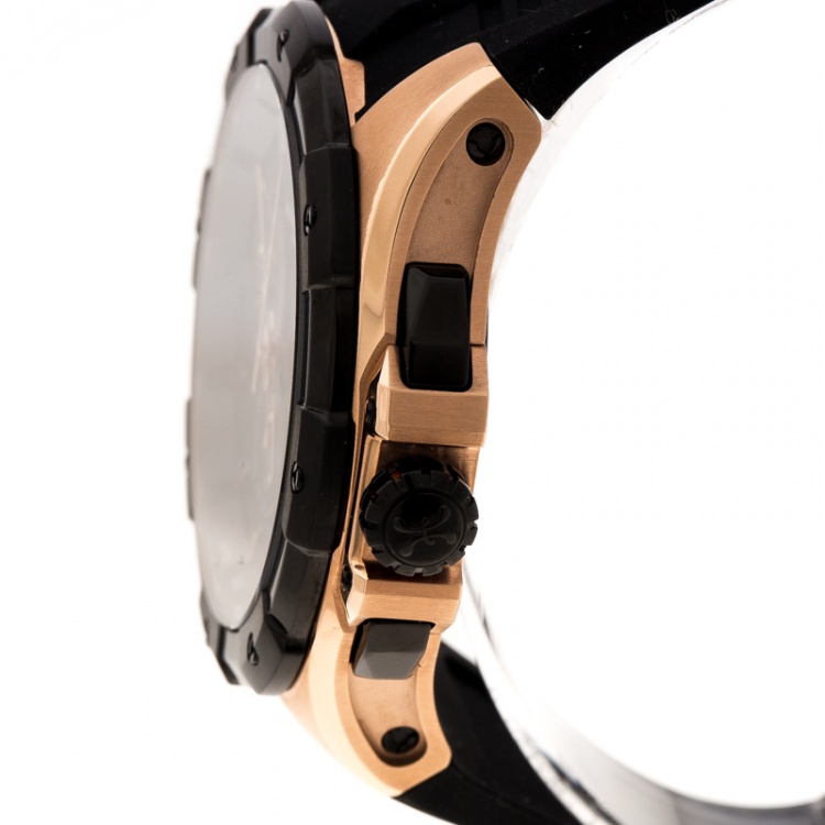 Pre Owned Bernhard H. Mayer Black Rose Gold Plated Steel Victor Chronograph Men's Wristwatch 50 mm