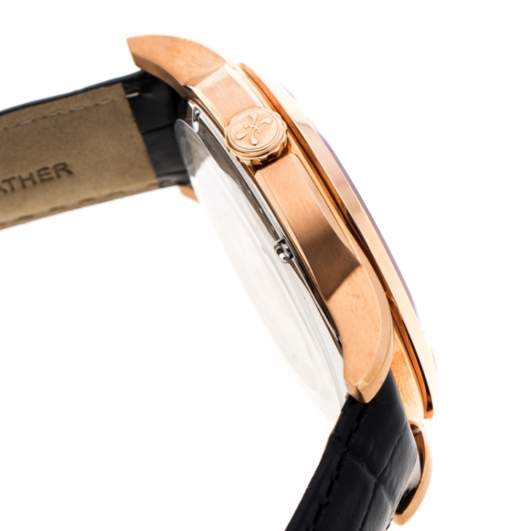 Pre Owned Bernhard H Mayer Black Rose Gold PVD Plated Stainless Steel Chronos-Rose Gold Limited Edition Men's Wristwatch 42MM