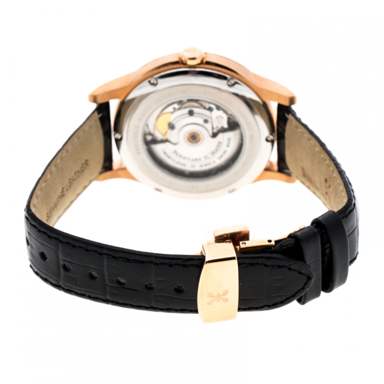 Pre Owned Bernhard H Mayer Black Rose Gold PVD Plated Stainless Steel Chronos-Rose Gold Limited Edition Men's Wristwatch 42MM