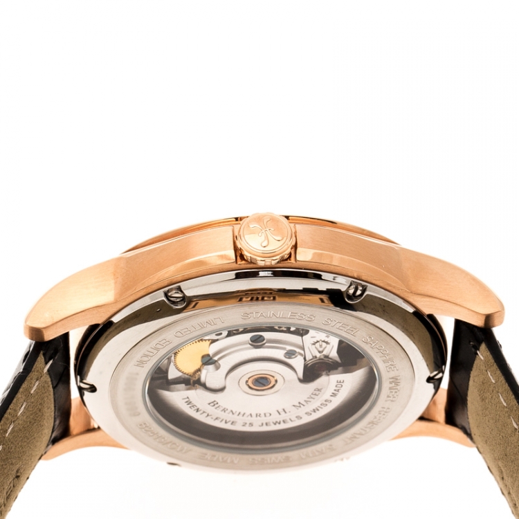 Pre Owned Bernhard H Mayer Black Rose Gold PVD Plated Stainless Steel Chronos-Rose Gold Limited Edition Men's Wristwatch 42MM