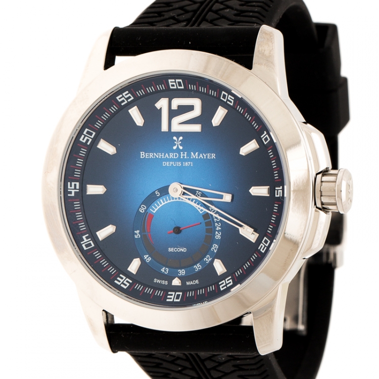Pre Owned Bernhard H. Mayer Blue Stainless Steel Drift Men's Wristwatch 44 mm
