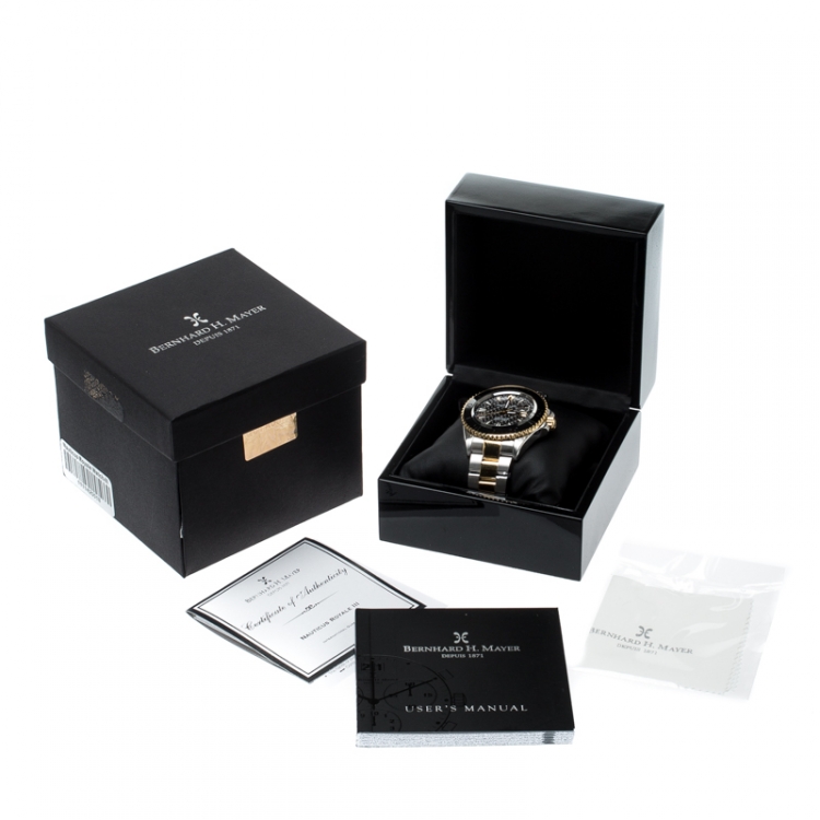 Pre Owned Bernhard H Mayer Grey Carbon Fiber Two-Tone Stainless Steel Nauticus Royale III Men's Wristwatch 45 mm
