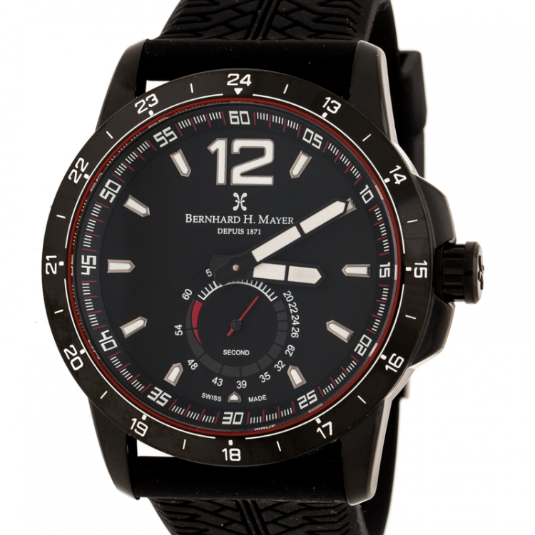 Pre Owned Bernhard H. Mayer Black PVD Coated Stainless Steel Drift Glider Men's Wristwatch 44 mm