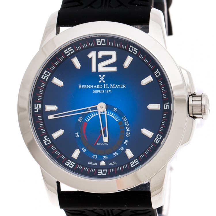 Pre Owned Bernhard H. Mayer Blue Stainless Steel Drift Men's Wristwatch 44 mm