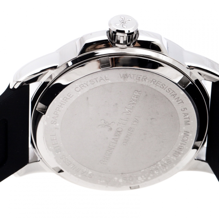 Pre Owned Bernhard H. Mayer Blue Stainless Steel Black Silicon Drift Men's Wristwatch 44 mm