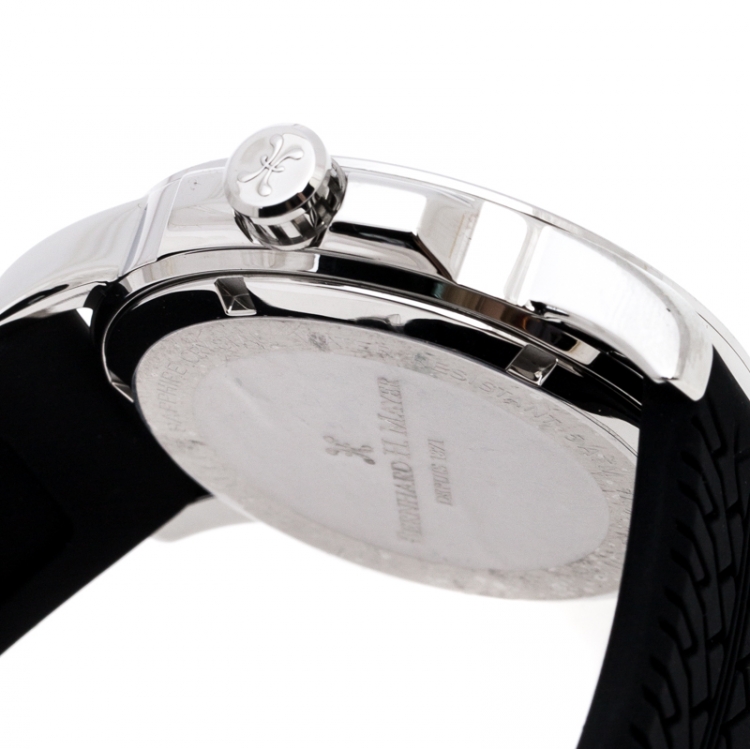 Pre Owned Bernhard H. Mayer Blue Stainless Steel Black Silicon Drift Men's Wristwatch 44 mm