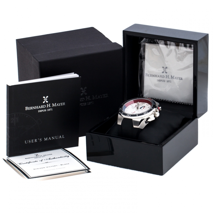 Pre Owned Bernhard H. Mayer White Stainless Steel Striker Victory Men's Wristwatch 52 mm