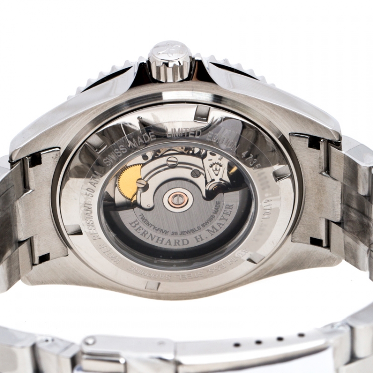Pre Owned Bernhard H. Mayer Black Stainless Steel Nauticus Austro Limited Edition Men's Wristwatch 45 MM