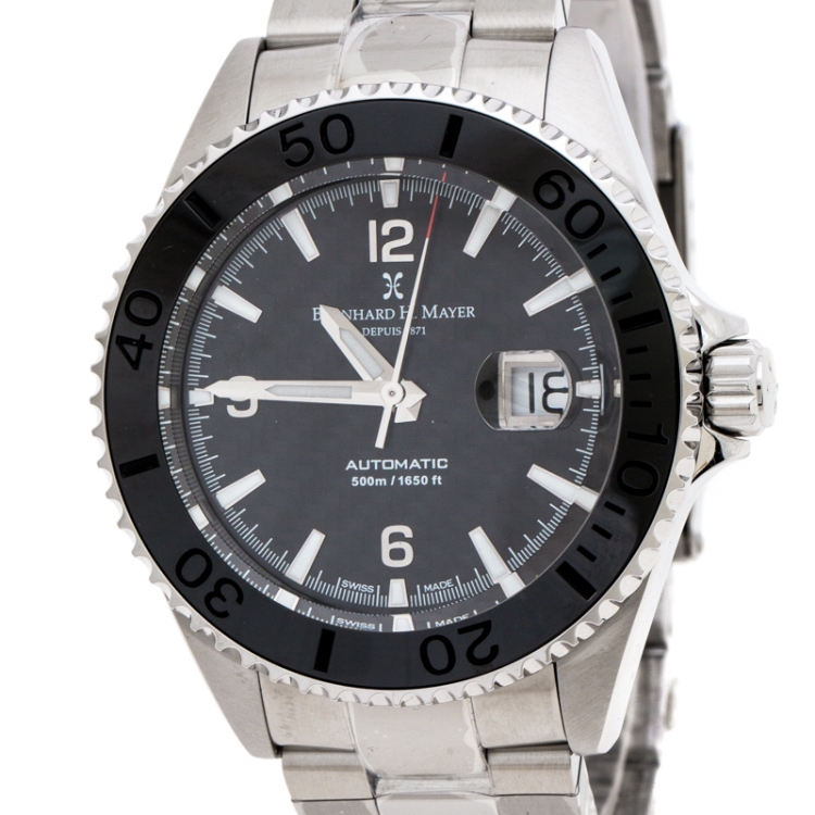 Pre Owned Bernhard H. Mayer Black Stainless Steel Nauticus Austro Limited Edition Men's Wristwatch 45 MM