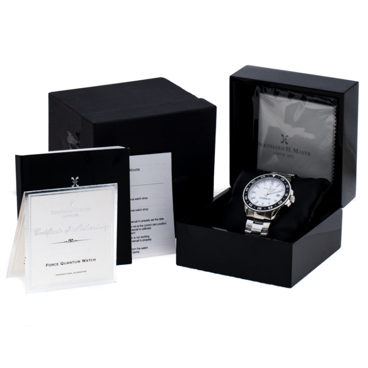 Pre Owned Bernhard H. Mayer White Stainless Steel Force Quantum Men's Wristwatch 43 mm
