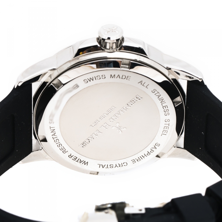 Pre Owned Bernhard H. Mayer Blue Stainless Steel Black Silicon Drift Men's Wristwatch 44 mm