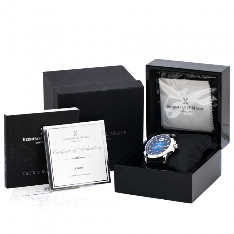 Pre Owned Bernhard H. Mayer Blue Stainless Steel Black Silicon Drift Men's Wristwatch 44 mm