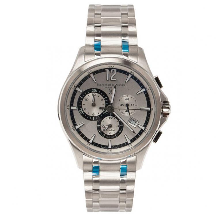 Pre Owned ساعة يد برنارد اتش. ماير ستانلس ستيل فضي 0482/4999 للرجال 41مم