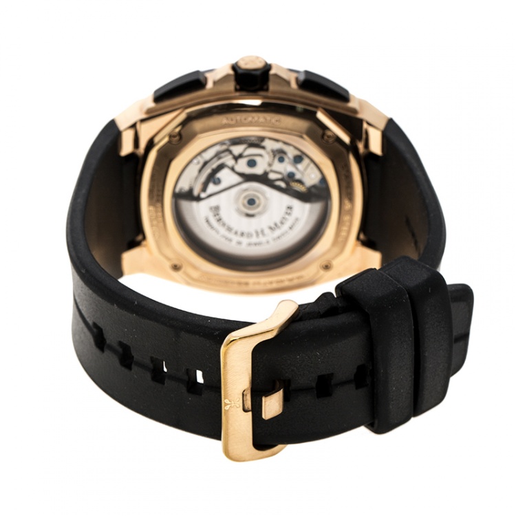Pre Owned Bernhard H. Mayer Black Rose Gold Tone Exemplar Men's Wristwatch 46 mm