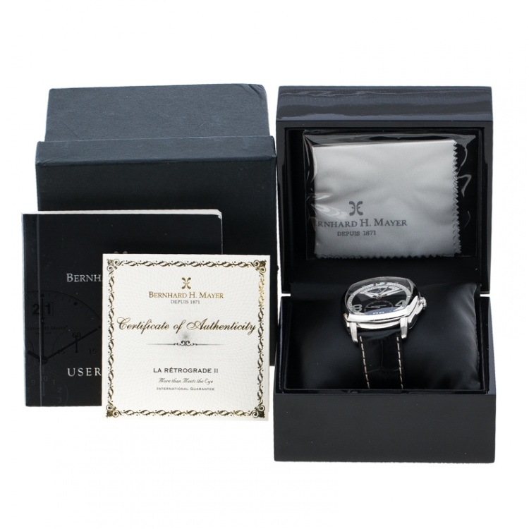 Pre Owned ..Bernhard H Mayer Black Stainless Steel La Retrograde II Men's Wristwatch 42 mm