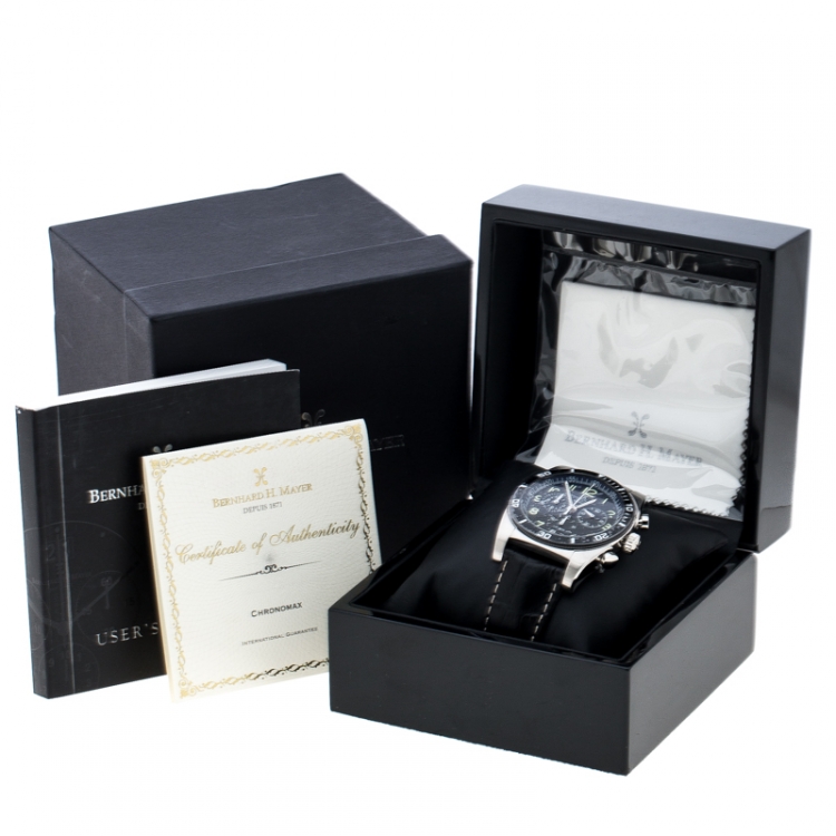 Pre Owned Bernhard H. Mayer Black Stainless Steel Chronomax Men's Wristwatch 41 mm