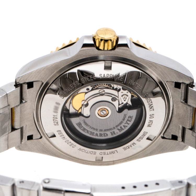 Pre Owned Bernhard H. Mayer Grey Carbon Fiber Two-Tone Stainless Steel Nauticus Royale III Men's Wristwatch 45 mm