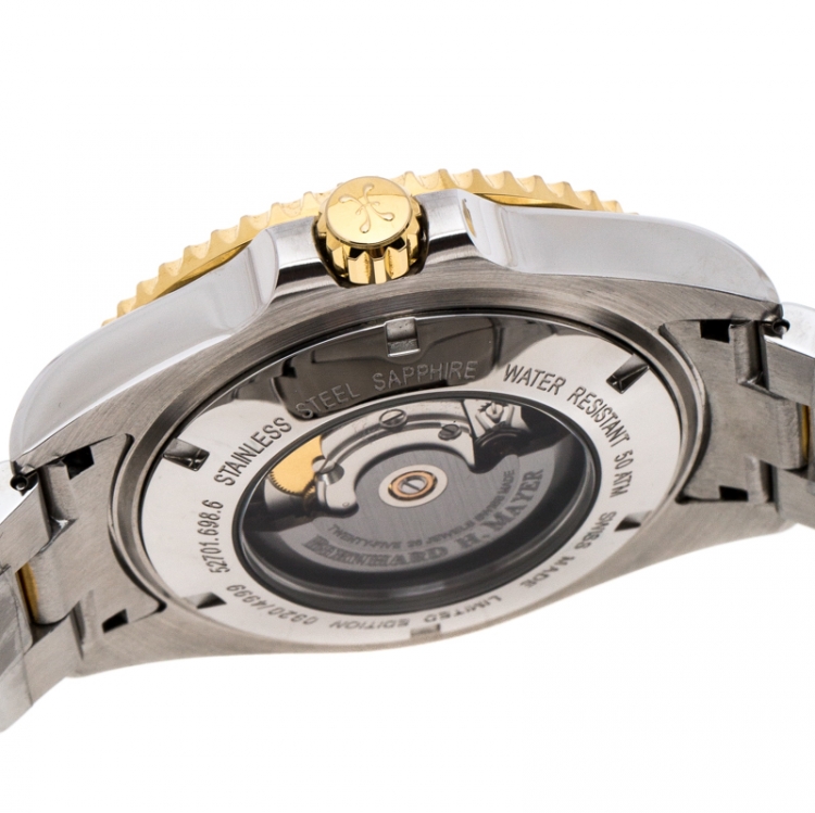 Pre Owned Bernhard H. Mayer Grey Carbon Fiber Two-Tone Stainless Steel Nauticus Royale III Men's Wristwatch 45 mm