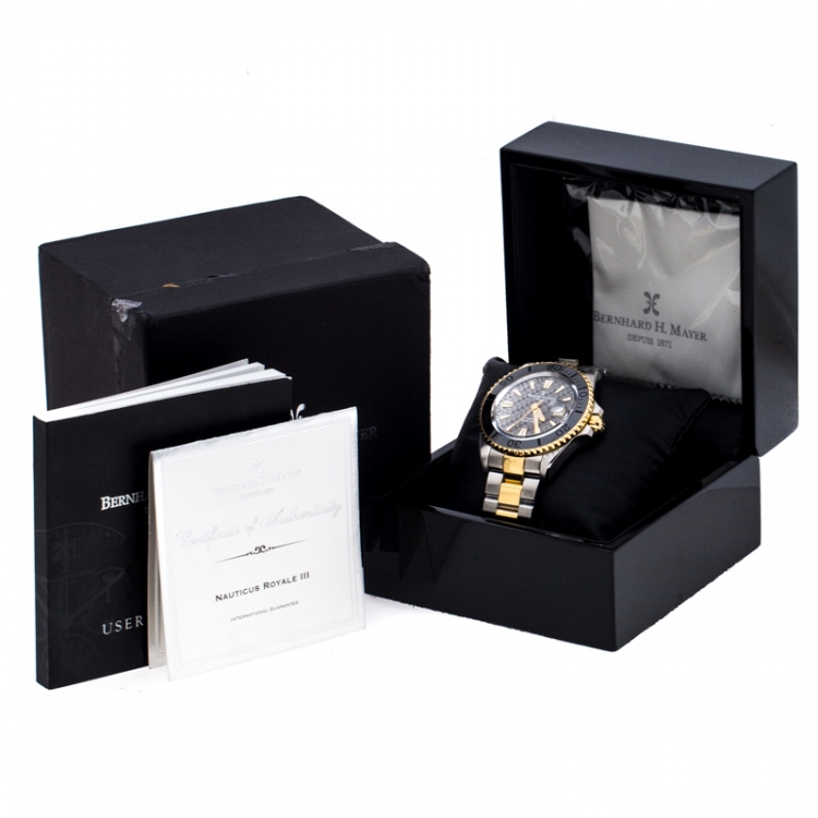 Pre Owned Bernhard H. Mayer Grey Carbon Fiber Two-Tone Stainless Steel Nauticus Royale III Men's Wristwatch 45 mm