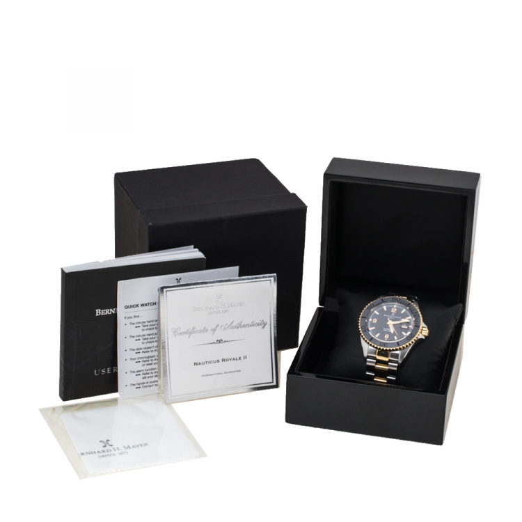 Pre Owned Bernhard H Mayer Black Stainless Steel Nauticus Royale II Men's Wristwatch 45 mm