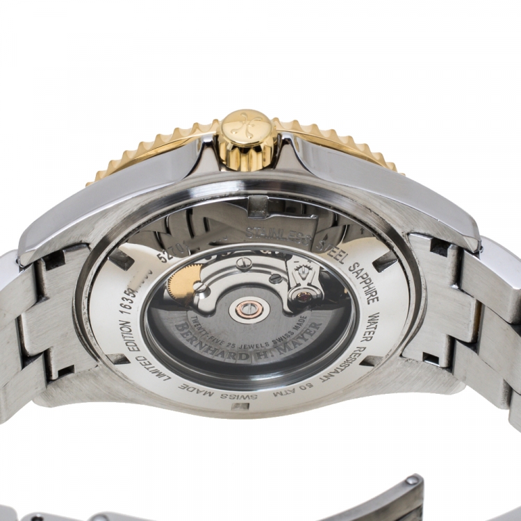 Pre Owned Bernhard H Mayer Black Stainless Steel Nauticus Royale II Men's Wristwatch 45 mm