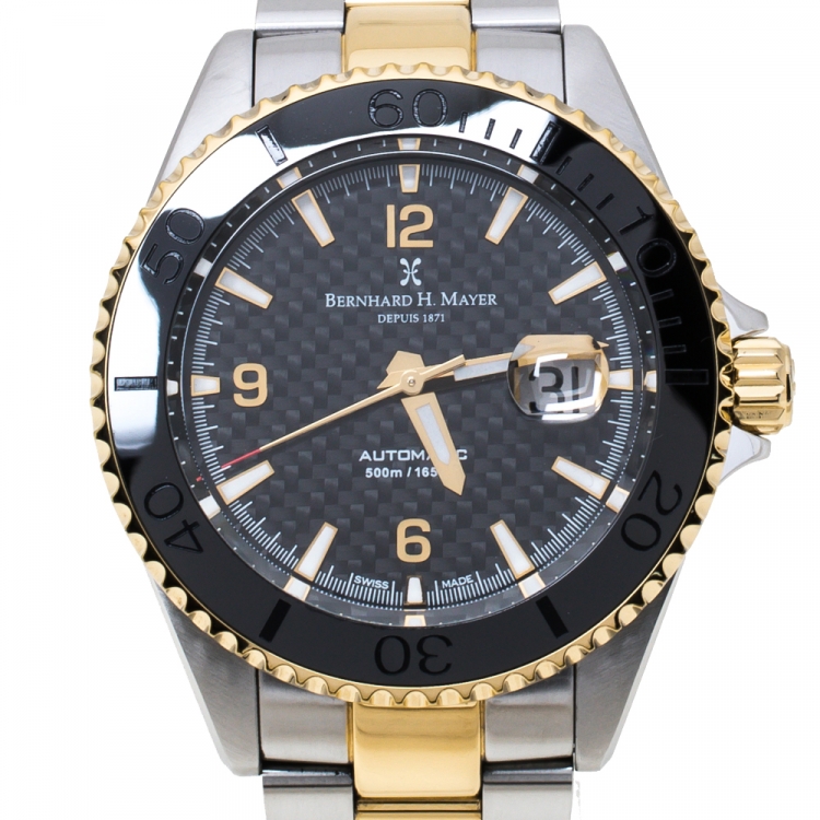 Pre Owned Bernhard H Mayer Black Stainless Steel Nauticus Royale II Men's Wristwatch 45 mm