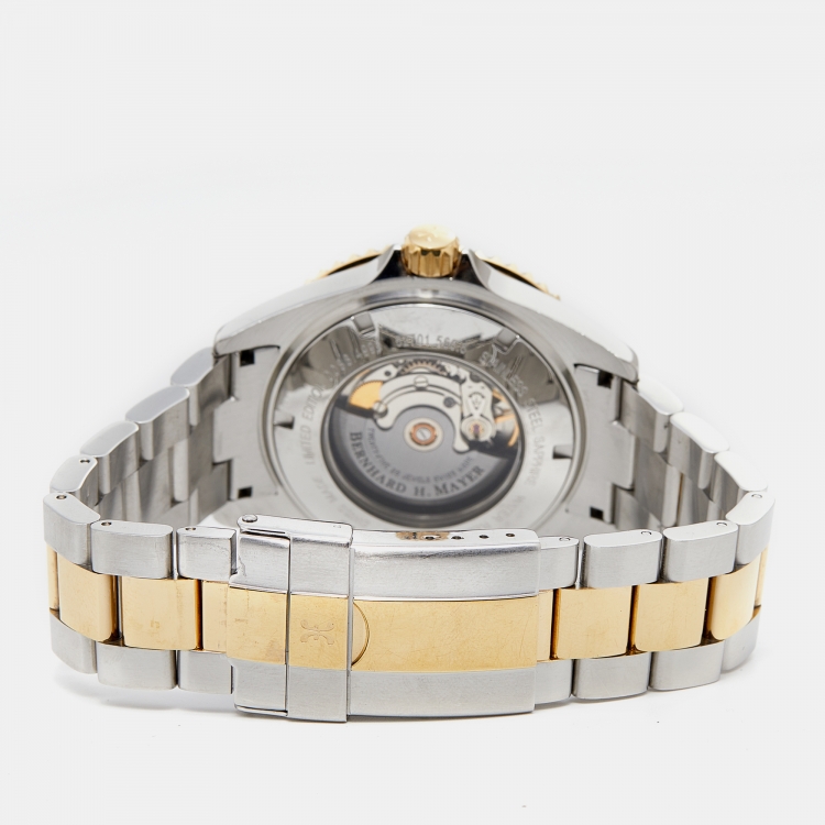 Pre Owned Bernhard H. Mayer Black Two-Tone Stainless Steel Nauticus Royale II Men's Wristwatch 45 mm
