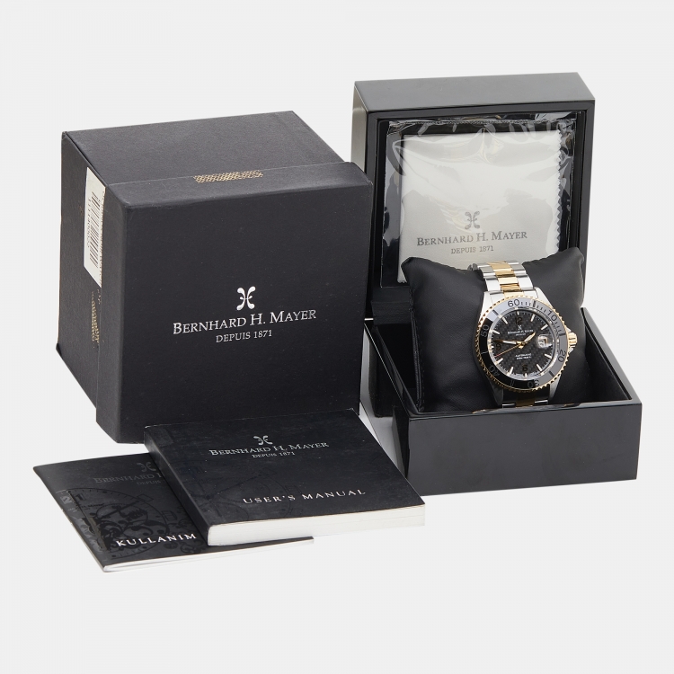Pre Owned Bernhard H. Mayer Black Two-Tone Stainless Steel Nauticus Royale II Men's Wristwatch 45 mm