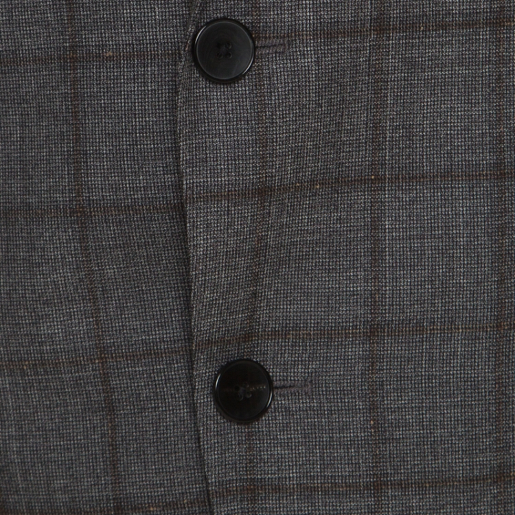 Pre Owned Boss by Hugo Boss Grey Plaid Checked Wool Novan/Ben Slim Fit Suit L