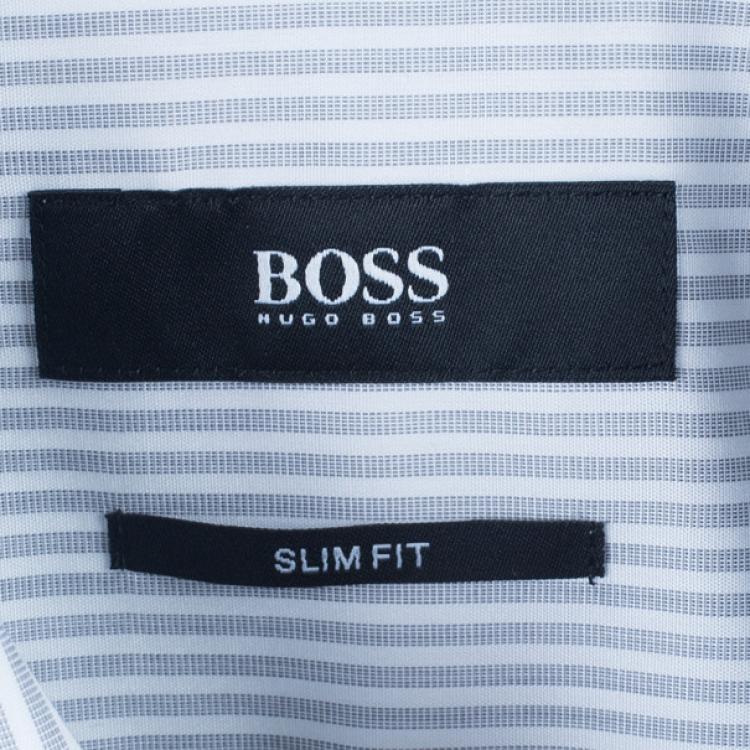 Pre Owned BOSS By Hugo Boss Men's Striped Formal Shirt L