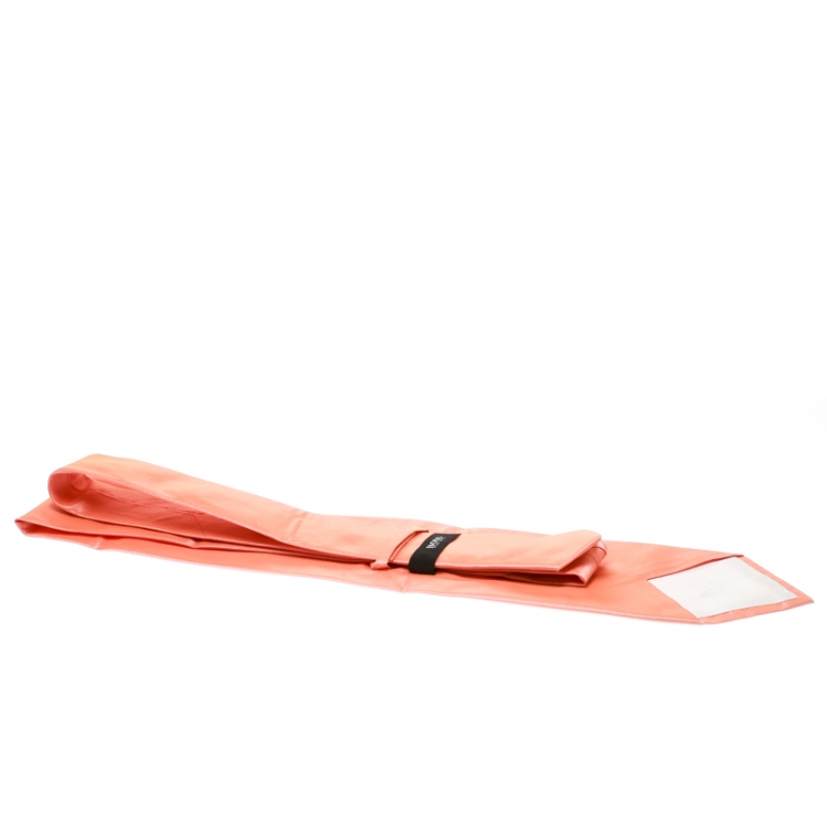 Pre Owned Boss by Hugo Boss Orange Silk Traditional Tie