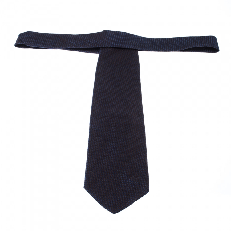 Pre Owned Boss By Hugo Boss Blue Patterend Jacquard Silk Classic Tie