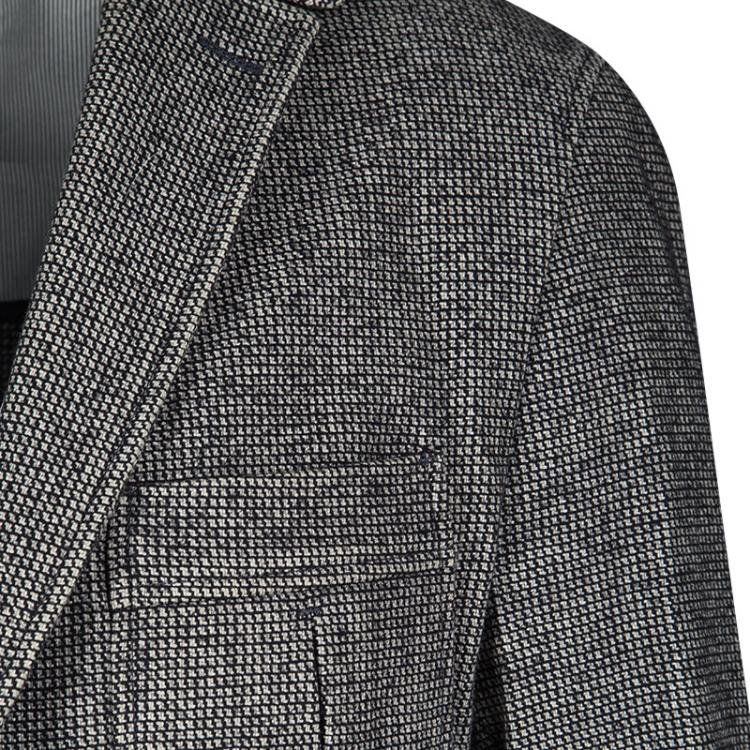 Pre Owned Boss By Hugo Boss Grey Houndstooth Pattern Slim Fit Tailored Blazer L