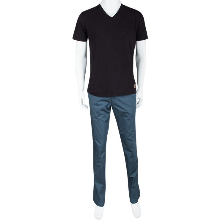 Pre Owned Boss by Hugo Boss Teal Blue Cotton Tailored Pants XL