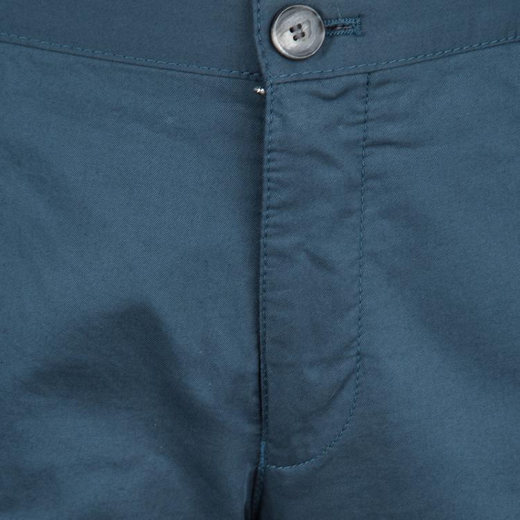 Pre Owned Boss by Hugo Boss Teal Blue Cotton Tailored Pants XL