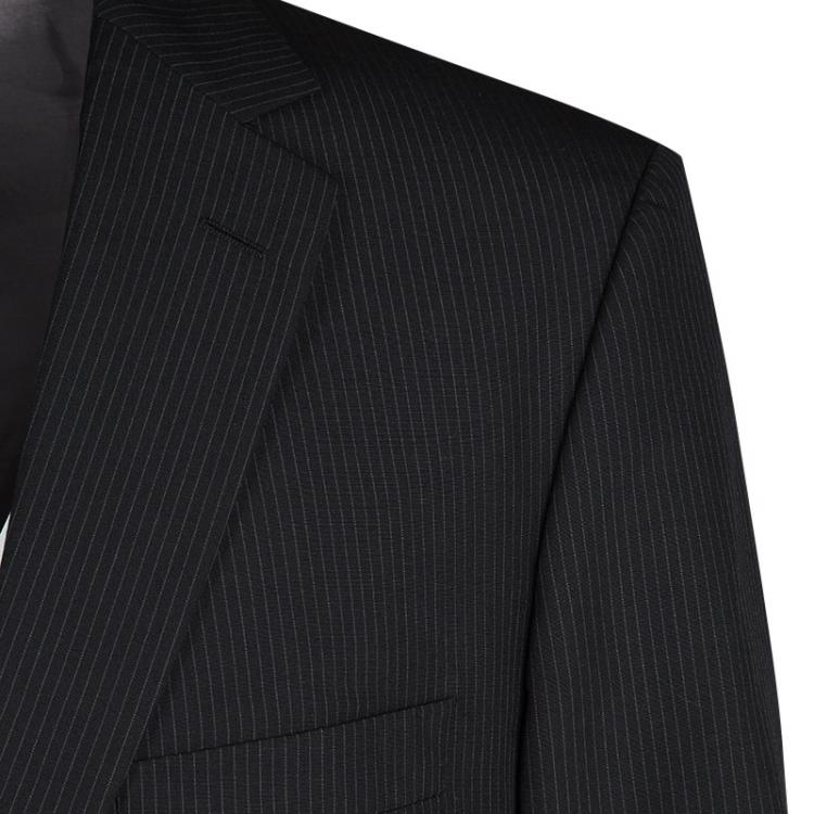 Pre Owned Boss by Hugo Boss Black Striped Wool Pasolini1/Movie1 Suit XL