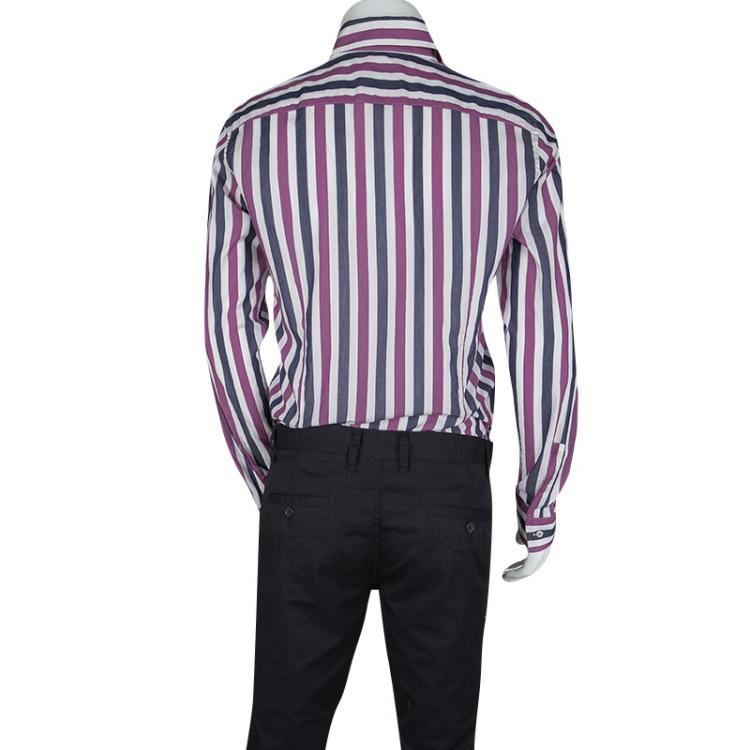 Pre Owned Boss By Hugo Boss Multicolor Striped Long Sleeve Slim Fit Shirt M