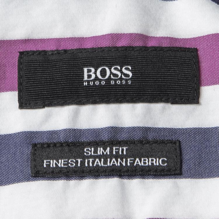 Pre Owned Boss By Hugo Boss Multicolor Striped Long Sleeve Slim Fit Shirt M