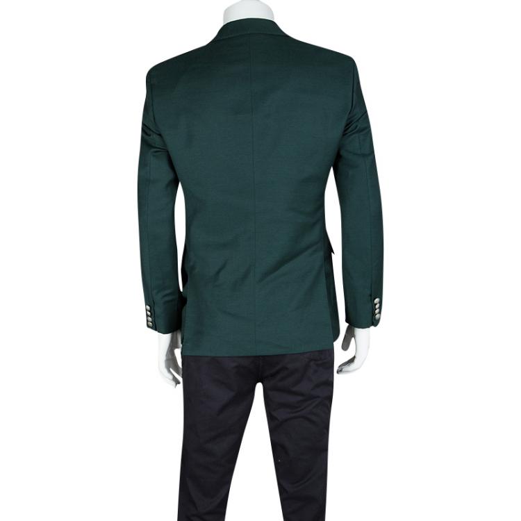 Pre Owned Boss By Hugo Boss Dark Green Wool Rod Blazer M