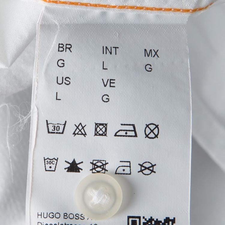 مملوكة مسبقًا Boss Orange By Hugo Boss White Cotton Long Sleeve Slim Fit Espressoe Shirt L