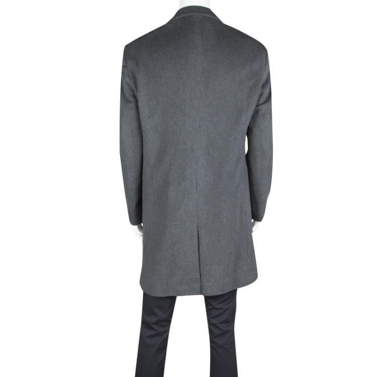 Pre Owned Boss Hugo Boss Grey Wool Cashmere Coat XXL