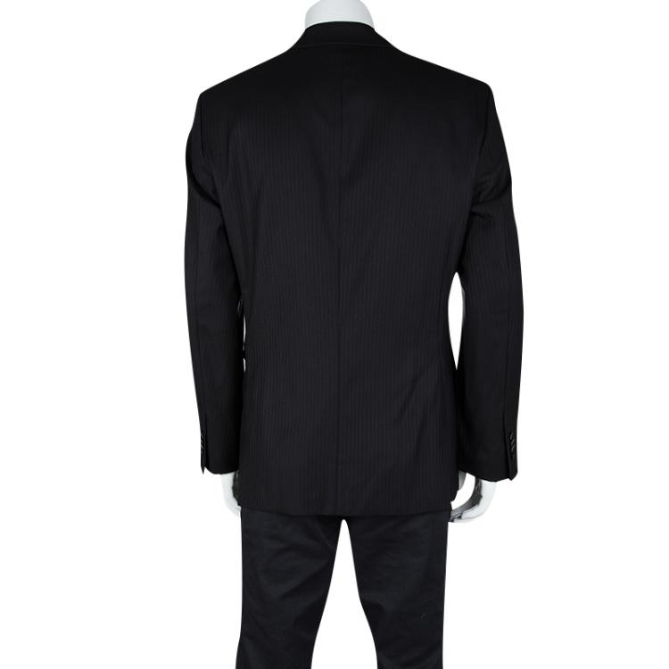 Pre Owned Boss by Hugo Boss Black Pinstriped Wool Tailored Two Button Blazer XXL